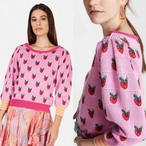 LoveShackFancy Isha Sweater Passion Pink